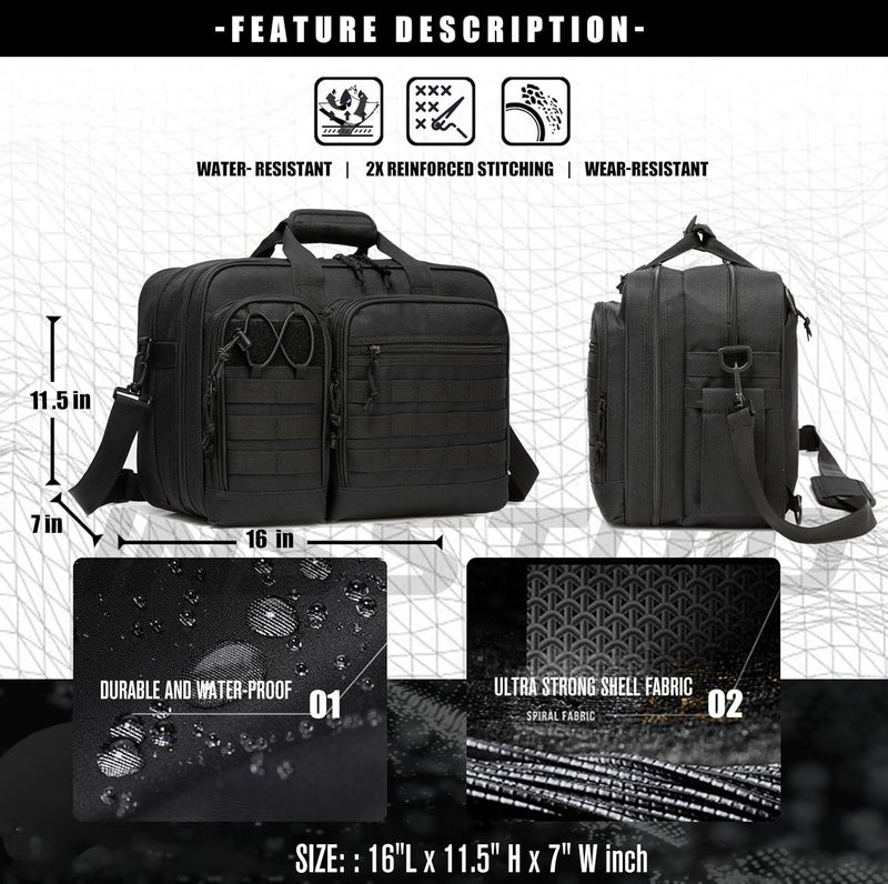 INSSTUID Tactical Gun Range Bag for Handguns and Ammo Pistol Case Shooting Range Backpack Carrying Duffle Bags Magazine Ammo Gear Accessories Molle Pouch for Hunting Shooting Sport Outdoor - Image 5